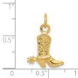 14k Yellow Gold 2D Cowboy Boot with Spur Charm Discount