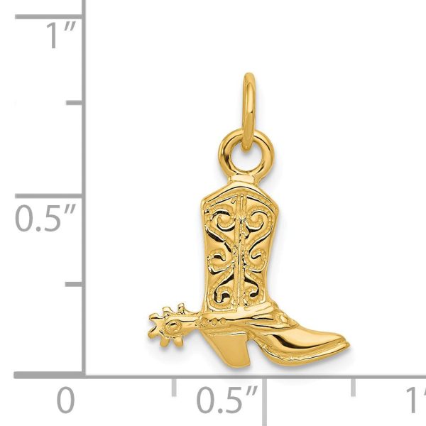 14k Yellow Gold 2D Cowboy Boot with Spur Charm Discount