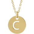 14k Yellow Gold Initial A-Z, SM 10mm Pierced Disc Necklace, 16-18 Inch For Cheap