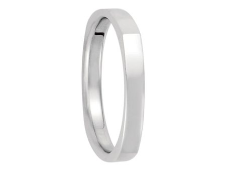 2.5mm Square Comfort Fit Polished Band in 14k White Gold Online