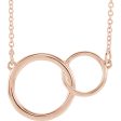 14k White, Yellow or Rose Gold Double Circle Necklace, 16-18 Inch Supply