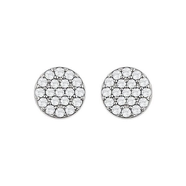 1 3 Cttw Diamond 7mm Round Cluster Post Earrings in 14k White Gold Online Sale