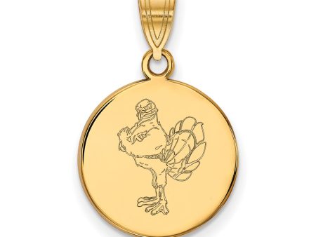 10k Yellow Gold Virginia Tech Medium Mascot Logo Disc Pendant For Cheap