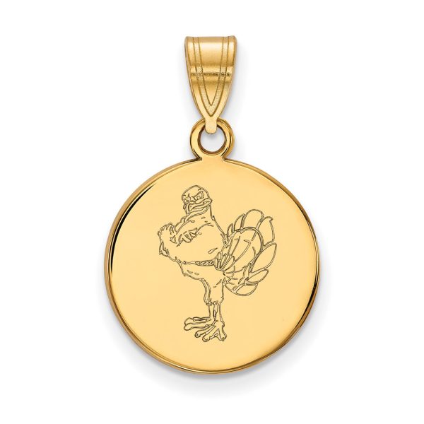 10k Yellow Gold Virginia Tech Medium Mascot Logo Disc Pendant For Cheap