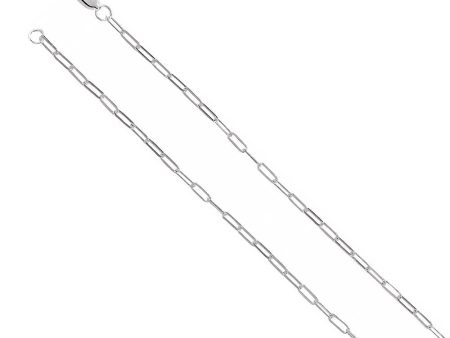 14k White Gold 2mm Elongated Flat Cable Chain Necklace Online now