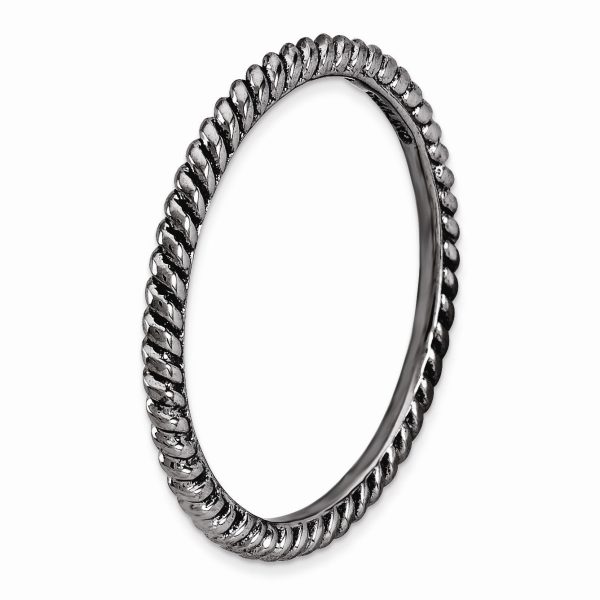 1.5mm Stackable Black Plated Silver Twisted Band Sale