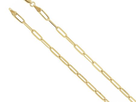 14k Yellow Gold 3.75mm Elongated Flat Cable Chain Necklace Online Hot Sale