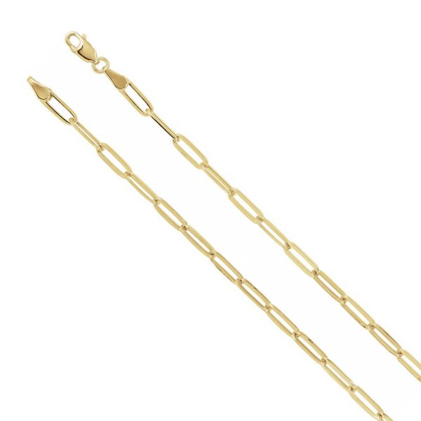 14k Yellow Gold 3.75mm Elongated Flat Cable Chain Necklace Online Hot Sale