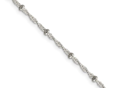 Sterling Silver 2.5mm Beaded Loose Rope Chain Anklet Online Hot Sale