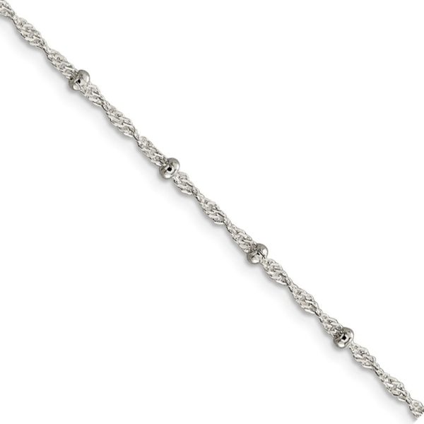 Sterling Silver 2.5mm Beaded Loose Rope Chain Anklet Online Hot Sale