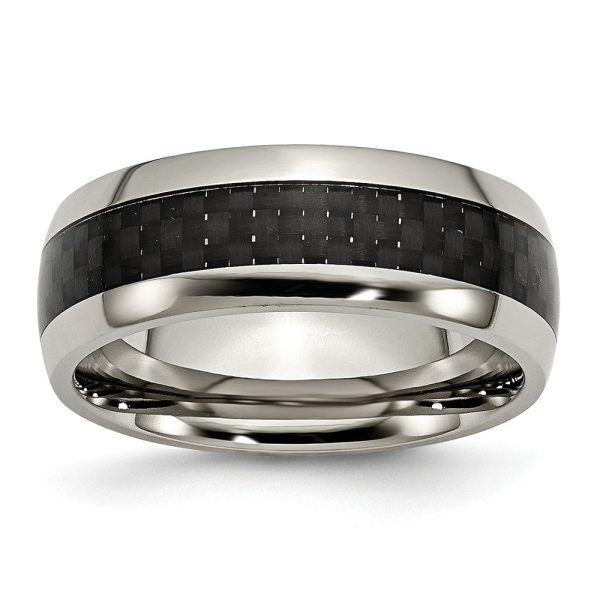 Titanium Black Carbon Fiber 8mm Polished Comfort Fit Band For Cheap