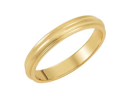 3mm Half Round Ridged Edge Band in 14k Yellow Gold Online Sale