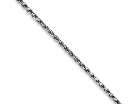 1.6mm, 10k White Gold Diamond Cut Solid Rope Chain Necklace Fashion