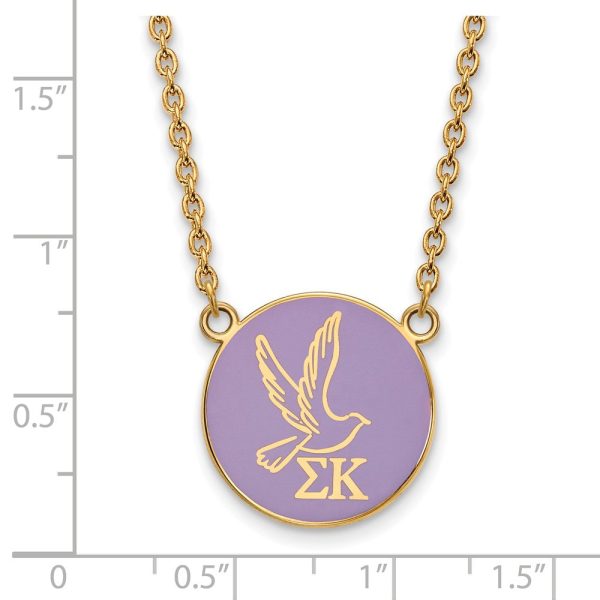 14K Plated Silver Sigma Kappa Large Purple Enamel Logo Necklace For Discount