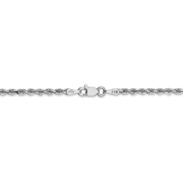 2.25mm, 14k White Gold, Diamond Cut Solid Rope Chain Necklace Online Hot Sale