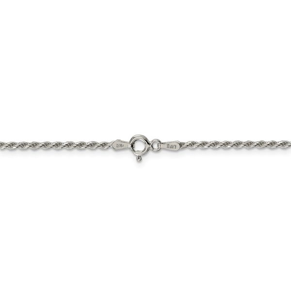 1.7mm, Sterling Silver Diamond Cut Solid Rope Chain Bracelet For Sale