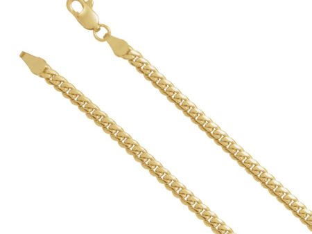 14k Yellow Gold 3.25mm Solid Miami Cuban (Curb) Chain Necklace on Sale