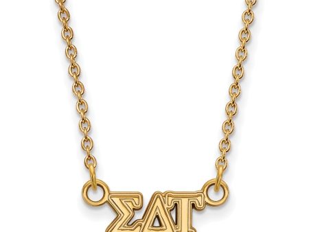 14K Plated Silver Sigma Delta Tau XS (Tiny) Greek Letters Necklace Discount