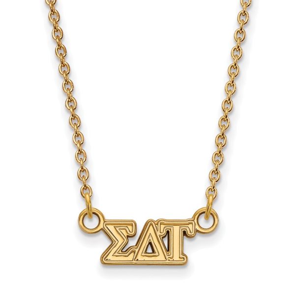 14K Plated Silver Sigma Delta Tau XS (Tiny) Greek Letters Necklace Discount