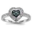 1 4 Ctw Blue & White Diamond Small Heart Ring in Sterling Silver Hot on Sale