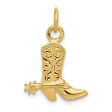 14k Yellow Gold 2D Cowboy Boot with Spur Charm Discount