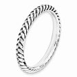 2.5mm Sterling Silver Stackable Antiqued Wheat Band Discount