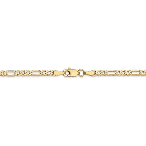 2.75mm 14k Yellow Gold Solid Flat Figaro Chain Bracelet & Anklet For Cheap