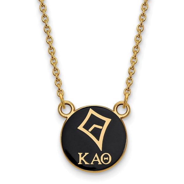 14K Plated Silver Kappa Alpha Theta Small Enamel Logo Necklace Discount