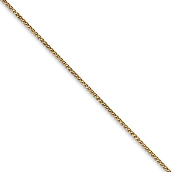 1mm 14k Yellow Gold Solid Diamond Cut Spiga Chain Necklace Hot on Sale