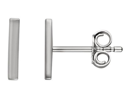 1.8 x 8.7mm (3 8 Inch) 14k White Gold Small Vertical Bar Earrings Supply