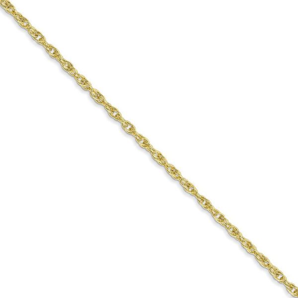 1.5mm 10K Yellow Gold Solid Cable Rope Chain Necklace For Sale