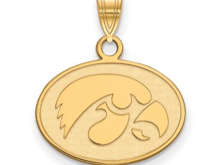 14k Yellow Gold U. of Iowa Small Oval Mascot Pendant For Cheap