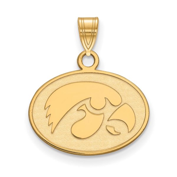 14k Yellow Gold U. of Iowa Small Oval Mascot Pendant For Cheap