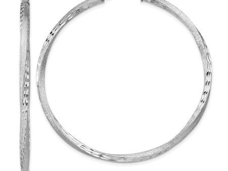 2.5mm, Sterling Silver Twisted Round Hoop Earrings, 50mm in Diameter For Sale