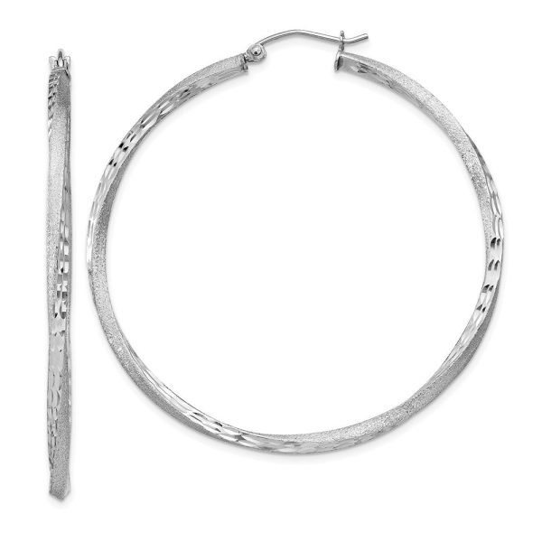 2.5mm, Sterling Silver Twisted Round Hoop Earrings, 50mm in Diameter For Sale