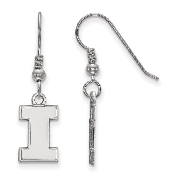 Sterling Silver University of Illinois Sm Initial I Dangle Earrings Fashion