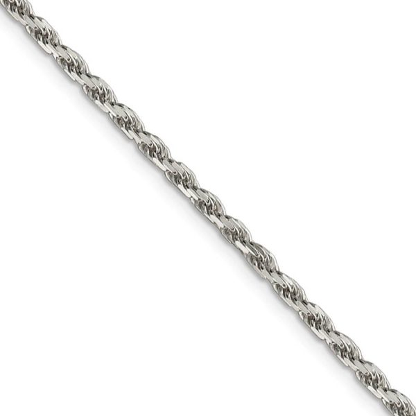 2.5mm, Sterling Silver Diamond Cut Solid Rope Chain Necklace on Sale