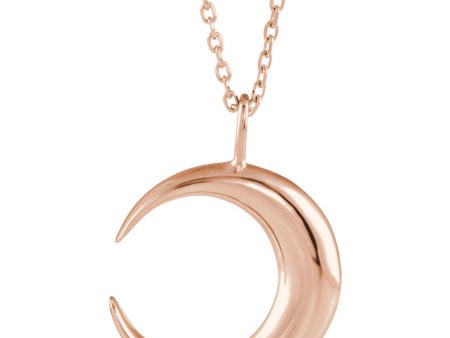 14k Yellow, White or Rose Gold Crescent Moon Necklace, 16-18 Inch Online Sale