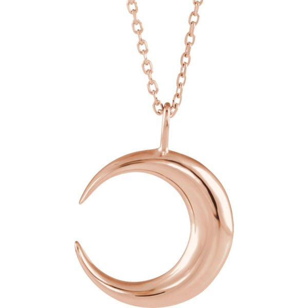 14k Yellow, White or Rose Gold Crescent Moon Necklace, 16-18 Inch Online Sale