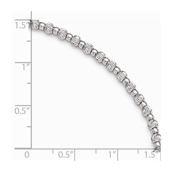 Sterling Silver 3mm Diamond-cut Beaded Anklet, 9-10 in Hot on Sale