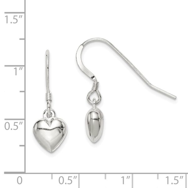 8mm Puffed Heart Dangle Earrings in Sterling Silver Fashion