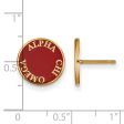 14K Plated Silver Alpha Chi Omega Enamel Disc Post Earrings For Sale