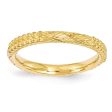 2.5mm Gold Tone Plated Sterling Silver Stackable Patterned Band Fashion