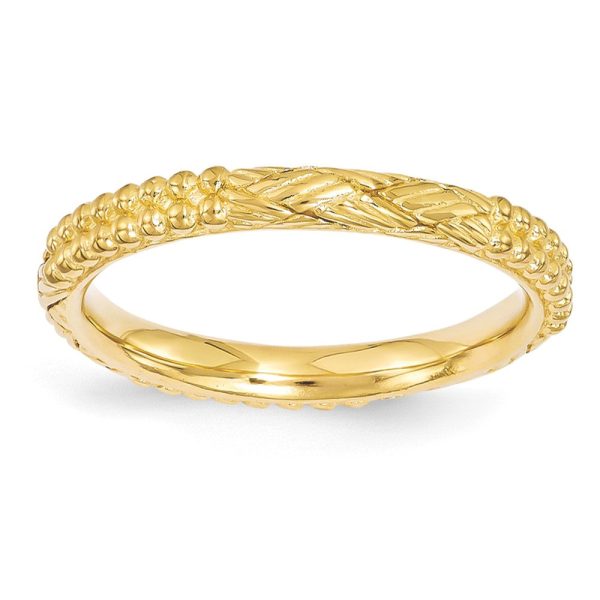 2.5mm Gold Tone Plated Sterling Silver Stackable Patterned Band Fashion