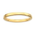 2.25mm Stackable 14K Yellow Gold Plated Silver Semi Rounded Band For Sale