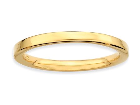 2.25mm Stackable 14K Yellow Gold Plated Silver Semi Rounded Band For Sale