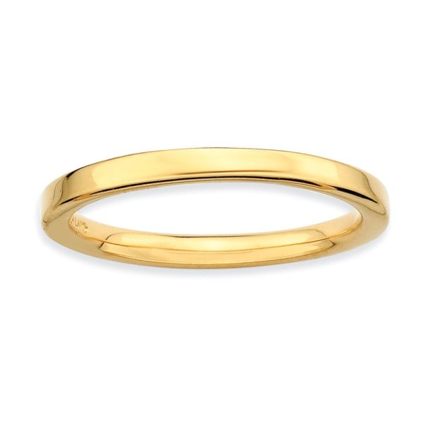 2.25mm Stackable 14K Yellow Gold Plated Silver Semi Rounded Band For Sale