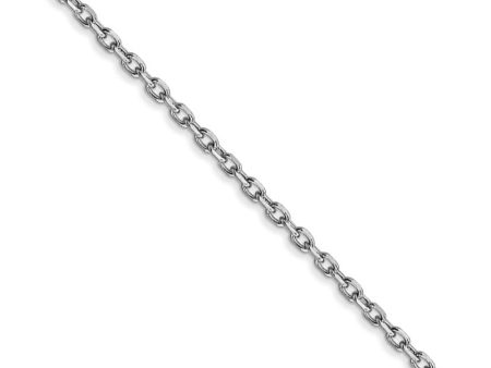 1.8mm, 14k White Gold Diamond Cut Solid Cable Chain Necklace Cheap