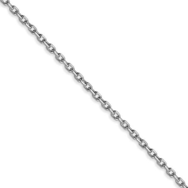 1.8mm, 14k White Gold Diamond Cut Solid Cable Chain Necklace Cheap