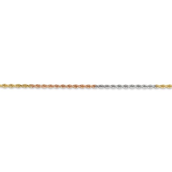 1.5mm 14k Tri-Color Gold D C Solid Rope Chain Anklet or Bracelet Online Sale